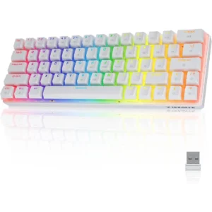 Tezarre TK63 60% Wireless Mechanical Gaming Keyboard – Triple Mode (Bluetooth/2.4G/USB-C), RGB Backlit, Hot-Swappable PBT Pudding Keycaps, Gateron Blue Switches