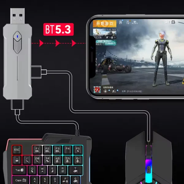 5-in-1 Mobile Gaming combo for PUBG | RGB Backlit Keyboard & Mouse Set with Wrist Rest – Android-Compatible - Image 3