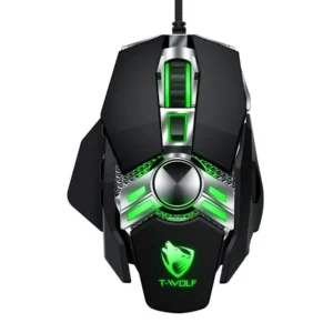 T-WOLF V10 Warrior Black RGB — Advanced Optical Gaming Mouse with Ergonomic Grip 7 Custom Buttons.