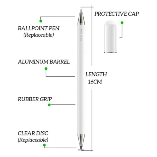 Yesido - ST04 2-in-1 Stylus Pen – Active Capacitive Tablet Phone Pencil with Ballpoint Pen - Image 4