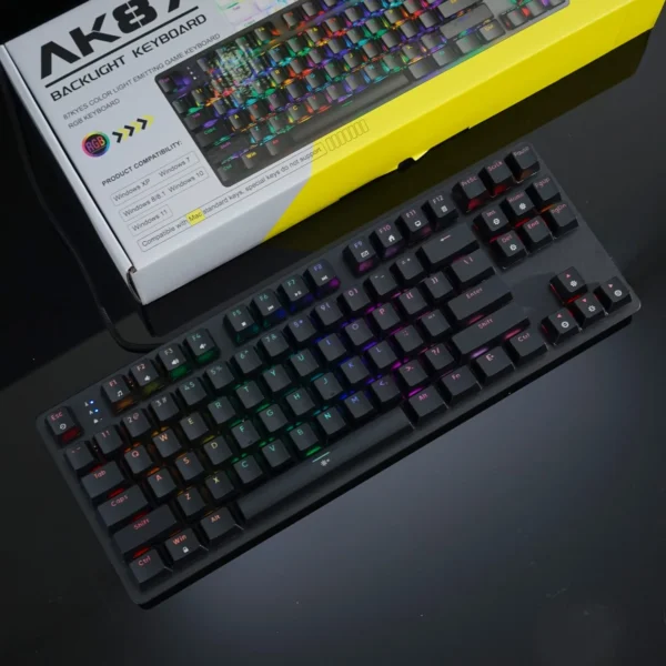 AK87 80% Mechanical Gaming Keyboard – RGB Backlit, Hot-Swappable Red Switches | US Layout