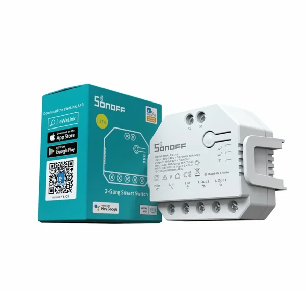 SONOFF DUALR3 Lite WiFi Curtain Blind Smart Switch – 2-Way Dual Relay, Alexa Google Assistant Compatible