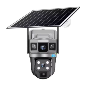 V380PRO 4G SIM Solar-Powered Dual Lens Smart IP Security Camera – 3-in-1 Outdoor CCTV, 1080p HD, IP66 Waterproof, PTZ 355° View, Two-Way Audio, Night Vision & Motion Detection