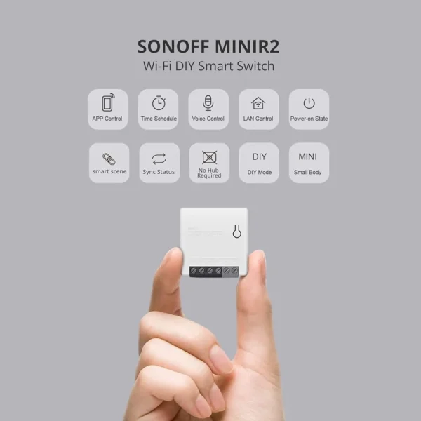 SONOFF MINI R2 Smart WiFi Switch – 2 Way, 10A/2200W, Alexa & Google Home Compatible, Remote, DIY Mode - Image 4