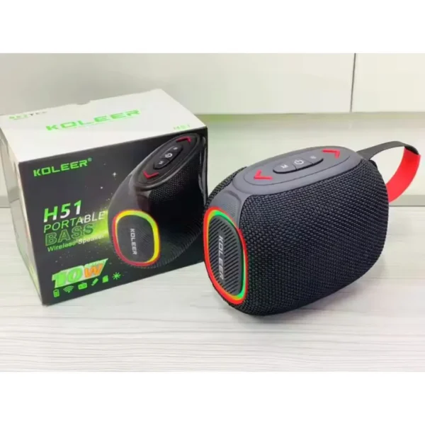 KOLEER Portable Bluetooth Speaker – 10W HD Sound, TWS, TF Card & USB Support, RGB Lights & Durable Design - Image 2