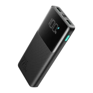 Joyroom JR‑QP191 10,000 mAh Power Bank – 22.5 W Fast Charge (PD/QC), LED Display, Dual Input & Triple Output, Slim & Fire‑Retardant Design.