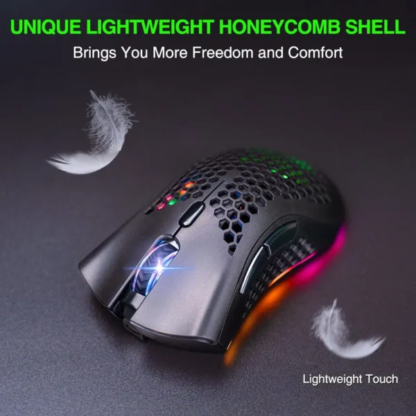 KM-1 Wireless 2.4G Dongle RGB Gaming Mouse – Rechargeable, Ergonomic Design, High-Precision Sensor for PC & Laptop. - Image 4